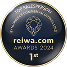 Reiwa Awards Badge 2024 - Top Salesperson - Commercial Listings Sold - 1st