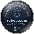 REIWA 2nd Top Salesperson by Number of Commercial Listings Sold Award